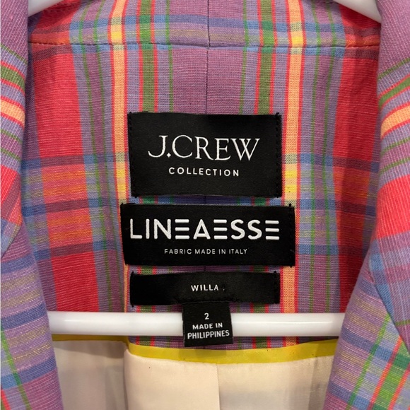 J Crew Collection Lineaesse Willa Italian Blazer | sunset plaid. Size 2 - Picture 4 of 6